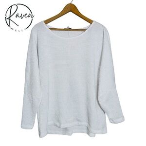 Chenault Sparkly White 3/4 Sleeve Dolman Sweater Size L